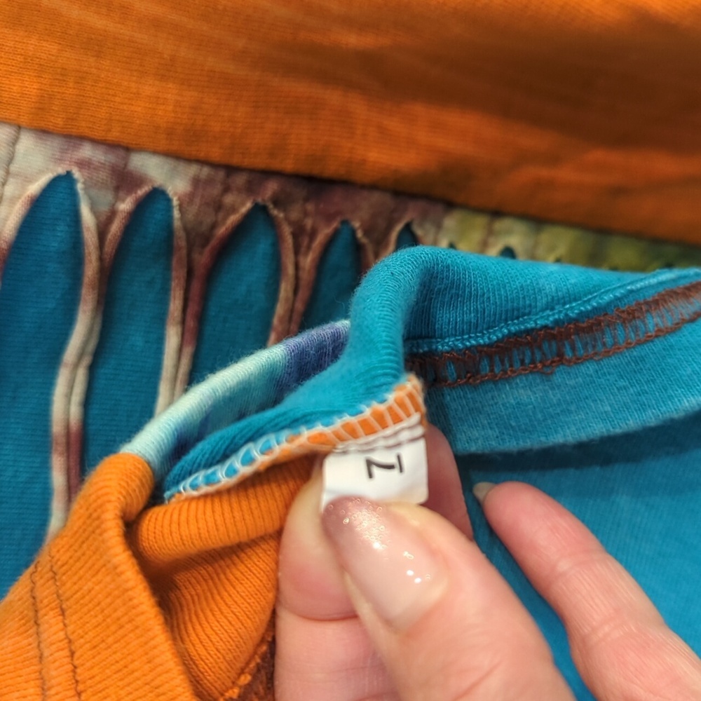 Rising International Boho Blue Orange Art to Wear Tie Dye Full Zip Hoodie - Picture 9 of 12